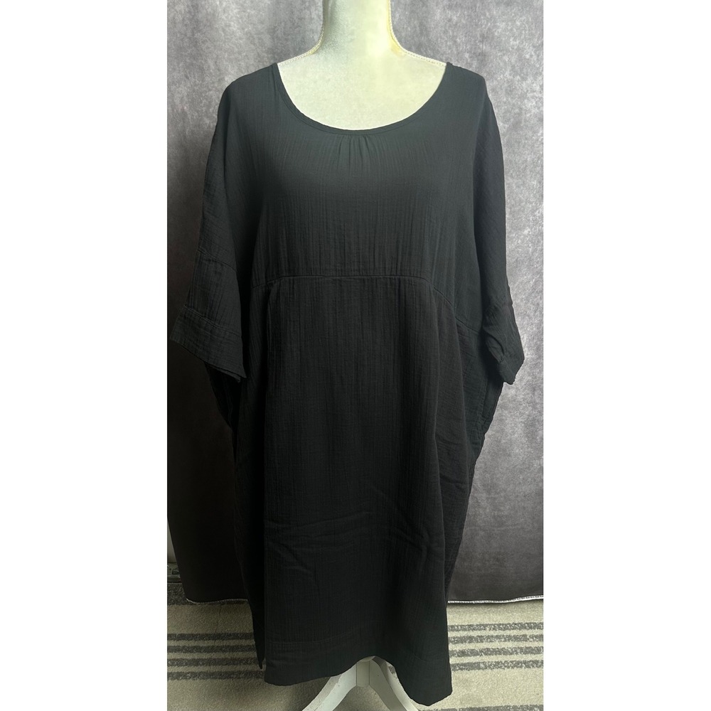 Atelier Delphine Dress Faded Black Double Gauze Cotton Oversized Pockets XS